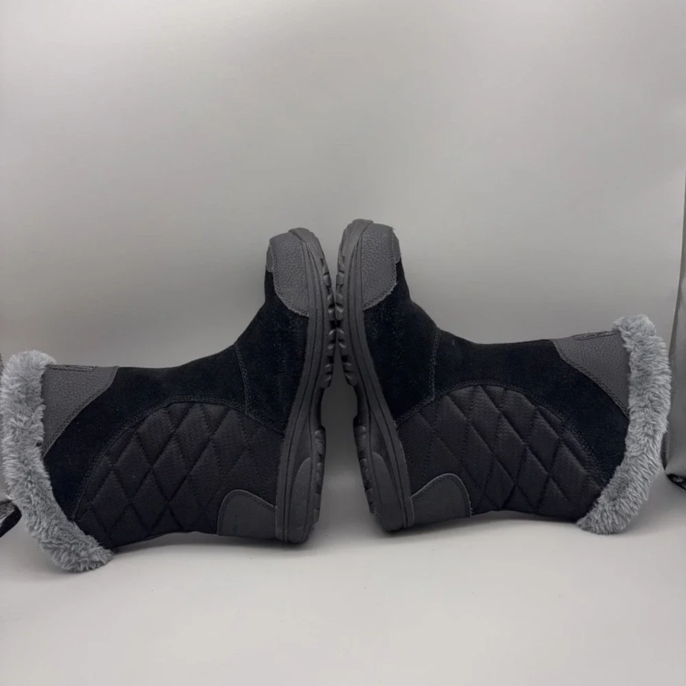 Columbia Winter Boots Women 7 Black Maiden II Quilted Waterproof Faux Fur Trim